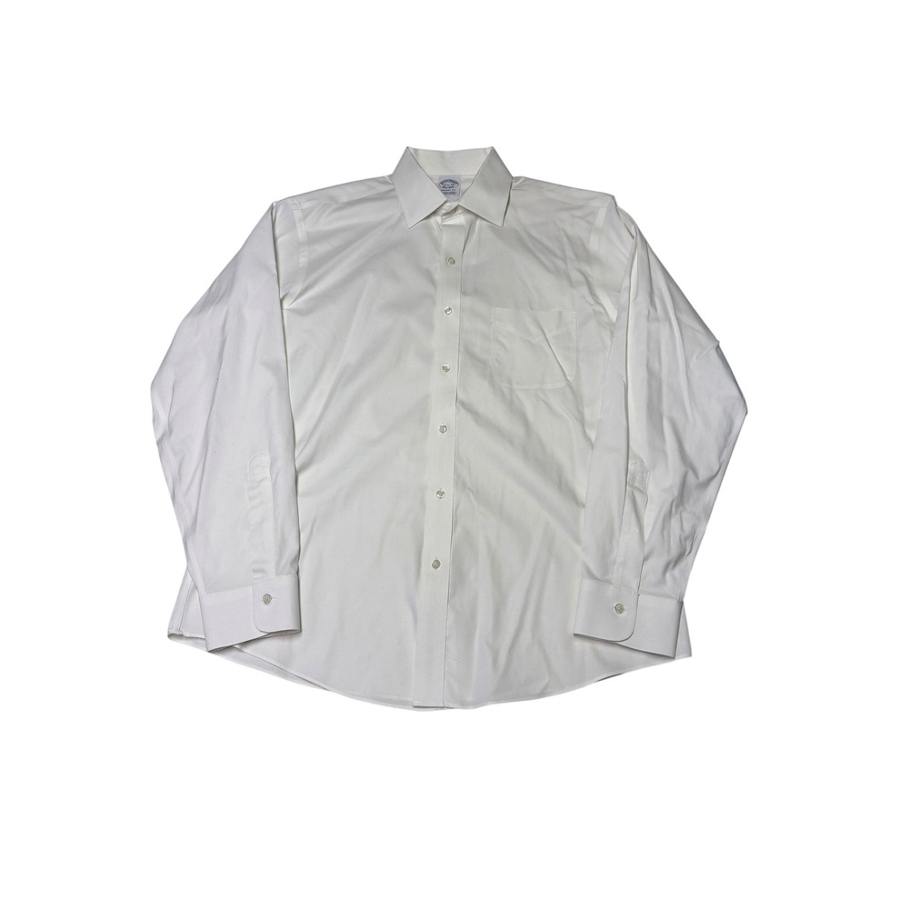 Brooks Brothers Regent Fit White Supima Cotton Non-Iron Shirt Mens 15.5 34